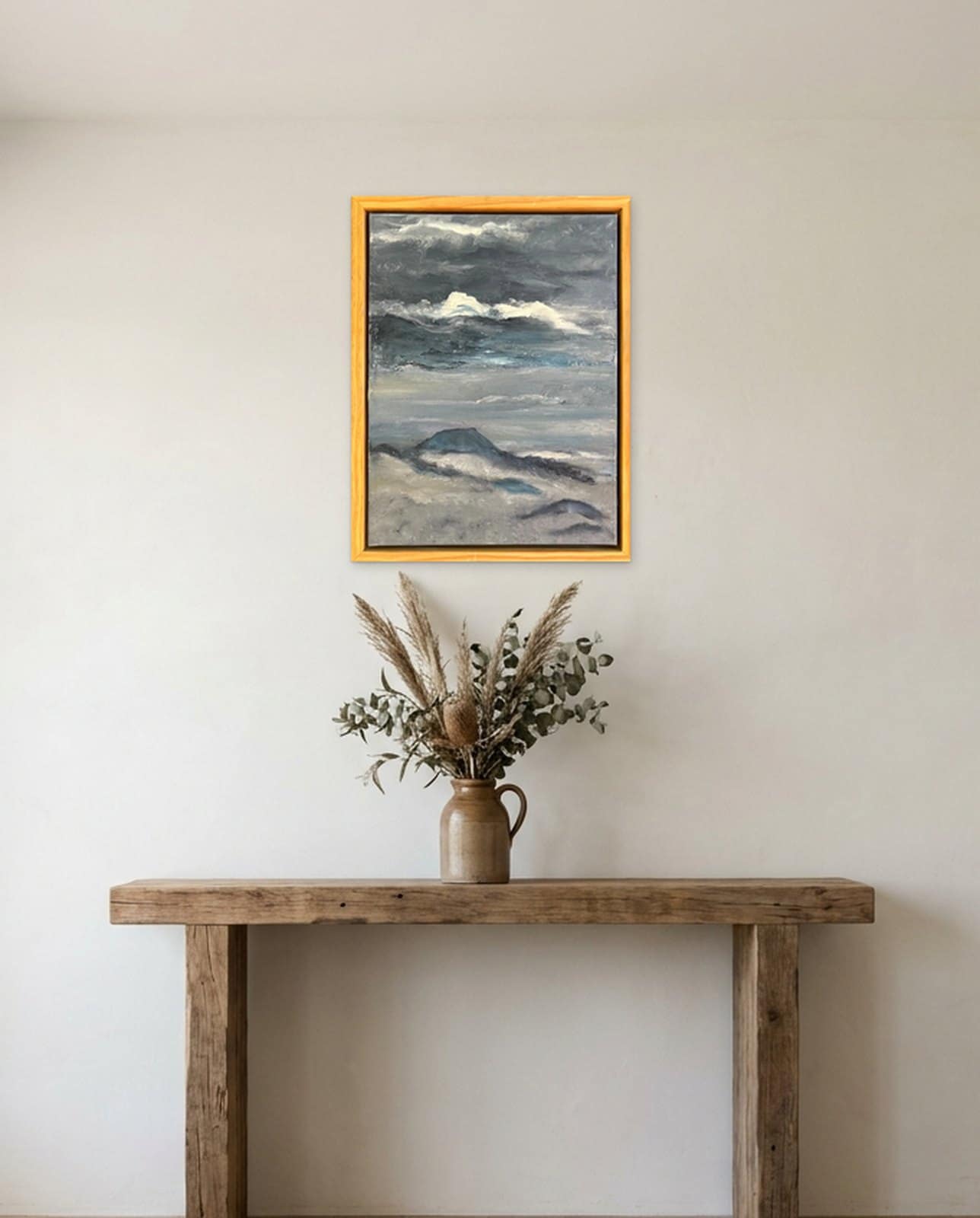 MOUNTAINS OVER SEA — Oil on canvas. Painting by Dubravka Sabljak. View 1 of 2.