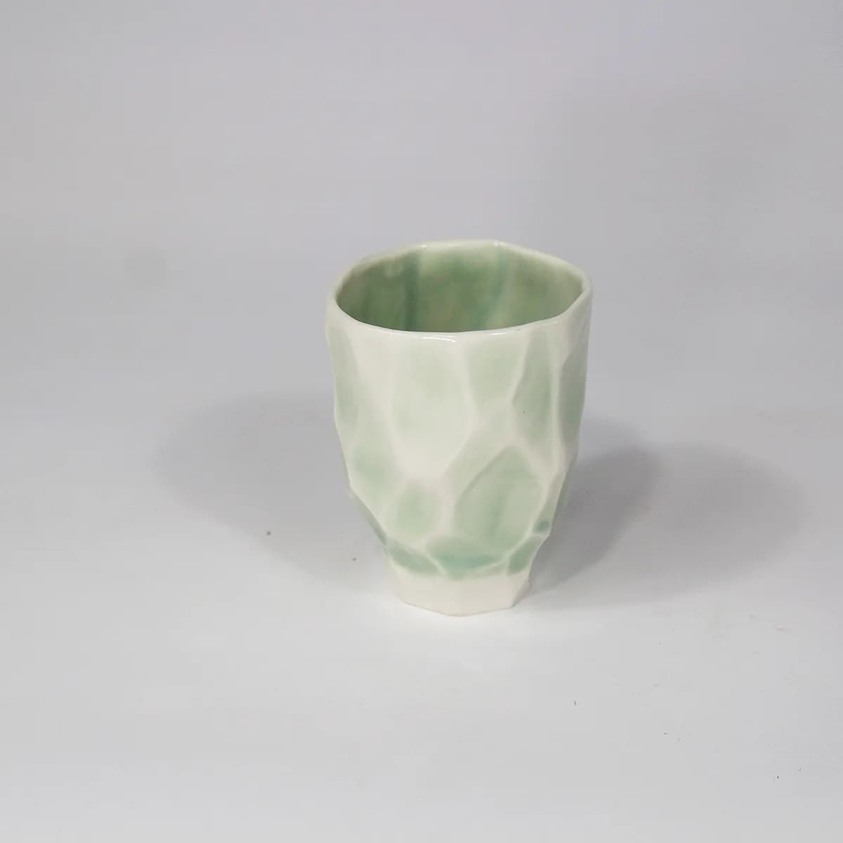FACETED CUPS — PORCELAIN, 10cm x 5cm. Ceramic work by Dubravka Sabljak. View 3 of 3.