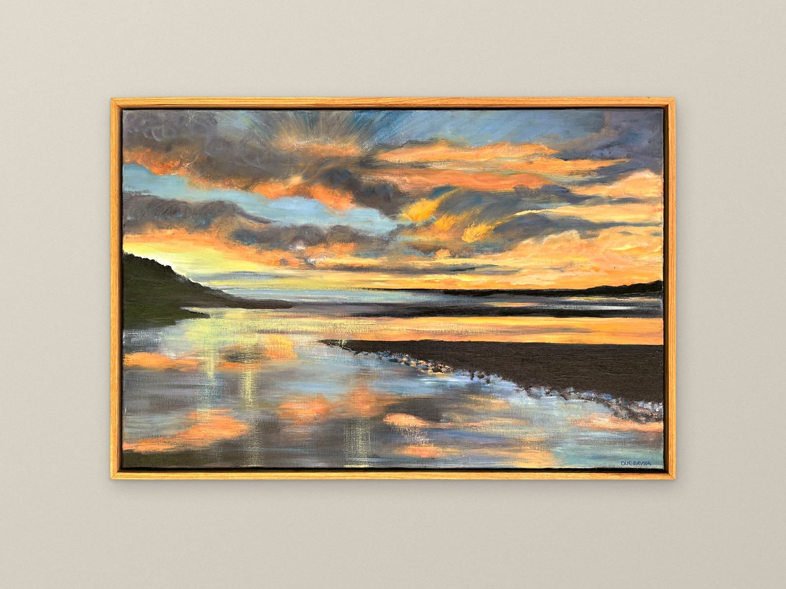 FLAME IN THE SKY : GUMBAYNGGIRR — Oil on canvas, 80cm x 54cm. Painting by Dubravka Sabljak. View 2 of 2.