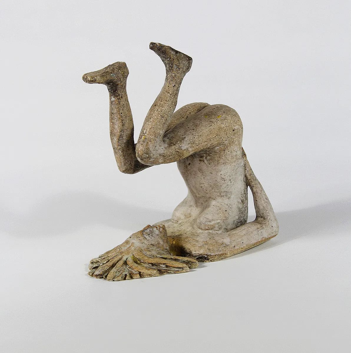 GIRL UPSIDE DOWN — Pit fired ceramic, 12cm x 8cm. Ceramic work by Dubravka Sabljak. View 2 of 2.