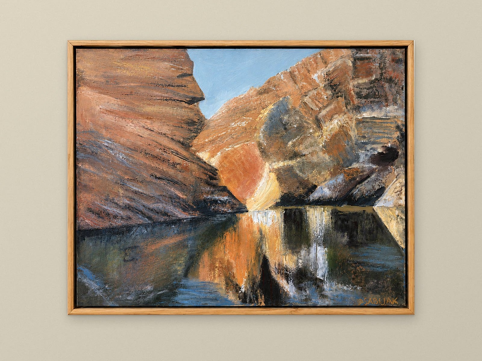 HEART OF OCHRE — Oil on Canvas, 42cm x 52cm. Painting by Dubravka Sabljak. View 2 of 2.