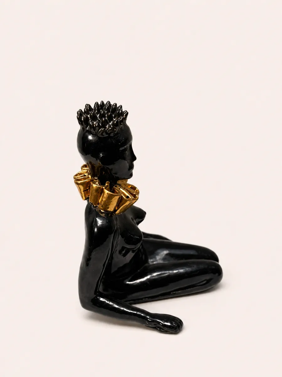 OBSIDIAN EMPRESS — Stoneware with Gold Luster, 10cm x 5cm. Ceramic work by Dubravka Sabljak. View 2 of 4.