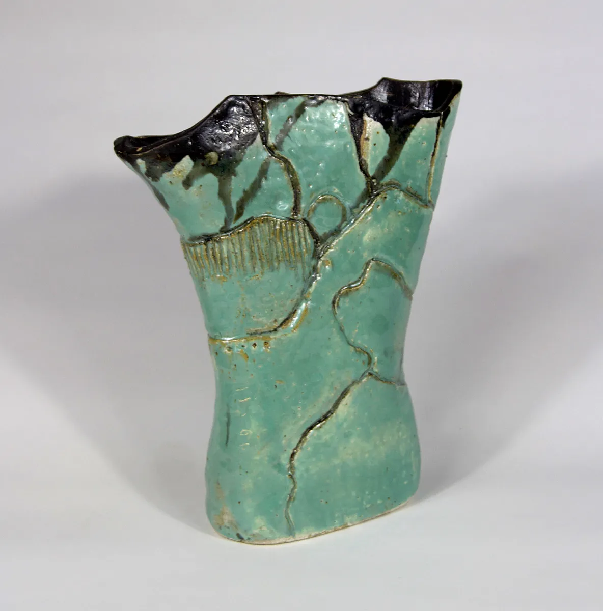 PATCHWORK PLANES — Stoneware, 30cm x 25cm. Ceramic work by Dubravka Sabljak. View 2 of 2.
