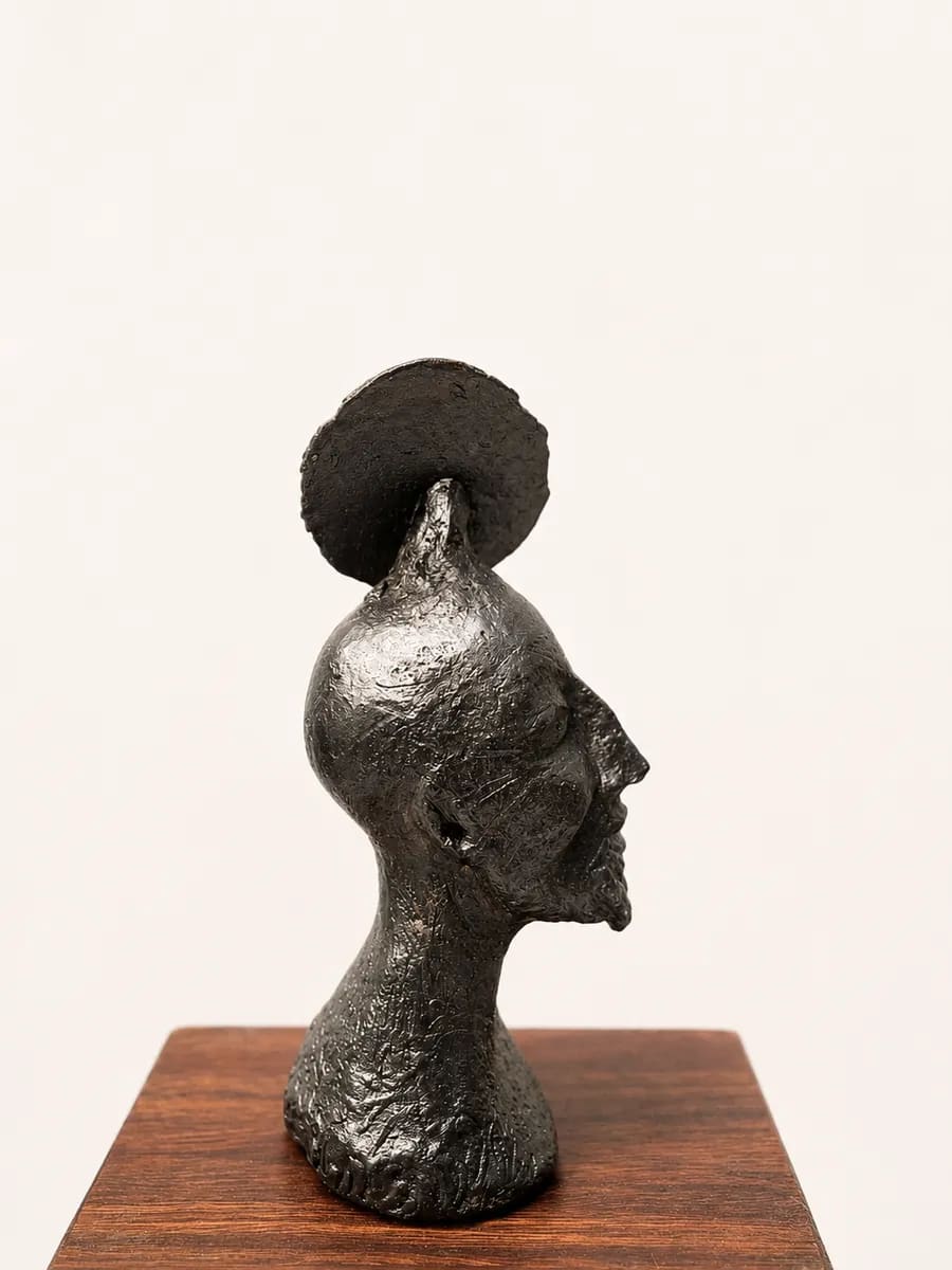 THE CONSPIRACY THEORIST — Stoneware with graphite finish, 10cm x 15cm. Ceramic work by Dubravka Sabljak. View 2 of 4.