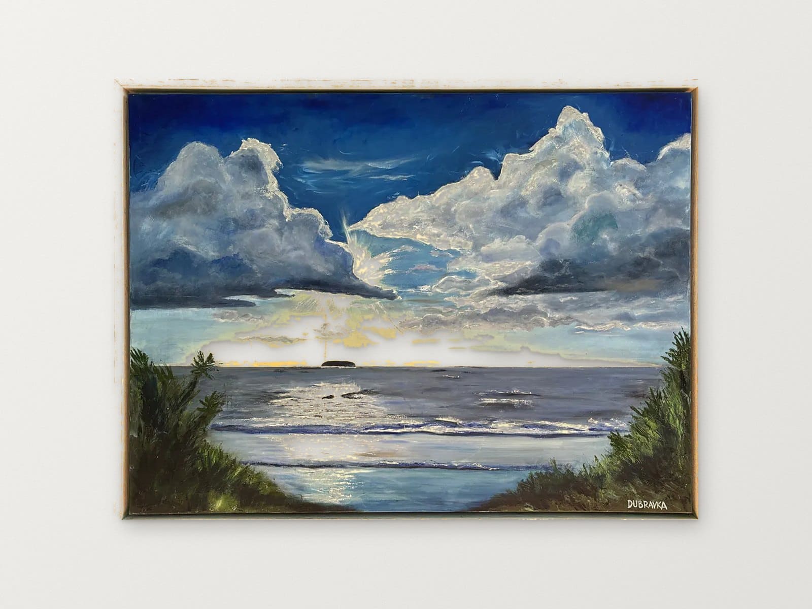 THE SHY MOON — Oil on canvas, 130cm x 97cm. Painting by Dubravka Sabljak. View 2 of 2.