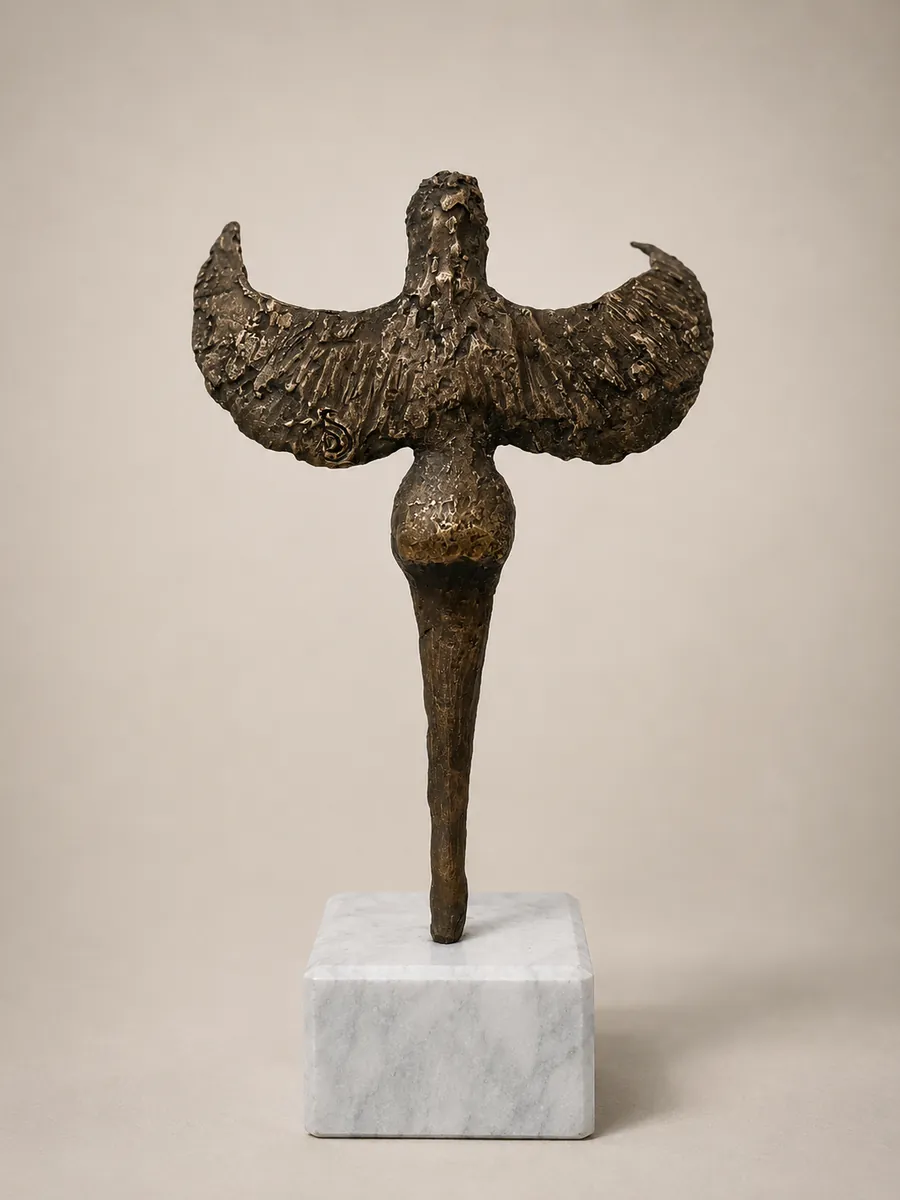 THE SKY KEEPER — Bronze casting with marble base, 35cm x 20cm. Ceramic work by Dubravka Sabljak. View 2 of 6.